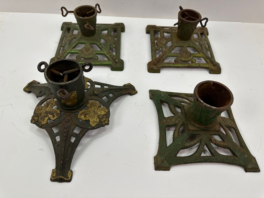Lot of (4) Antique Cast Iron Christmas Tree Stands 7'W and 10'W [Photo 3]