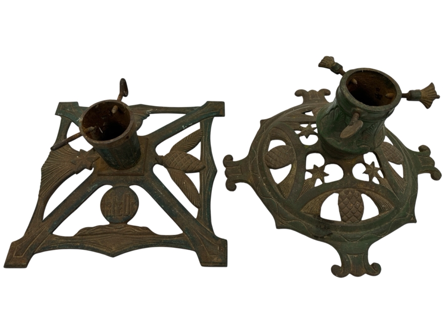 Pair of Antique Cast Iron Christmas Tree Stands 11'W and 12'W [Photo 1]