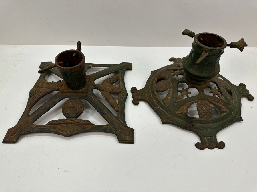 Pair of Antique Cast Iron Christmas Tree Stands 11'W and 12'W [Photo 3]