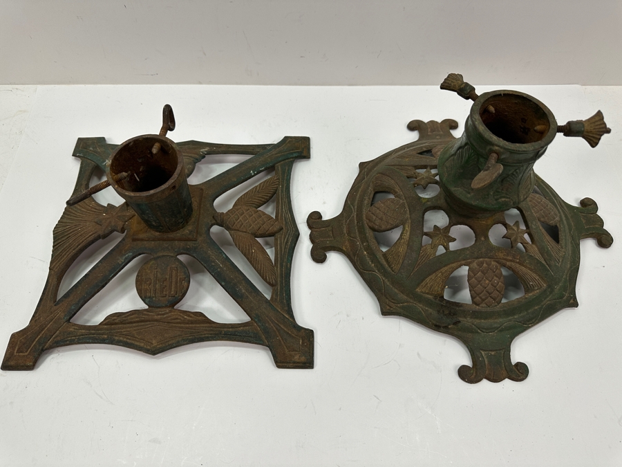 Pair of Antique Cast Iron Christmas Tree Stands 11'W and 12'W [Photo 2]