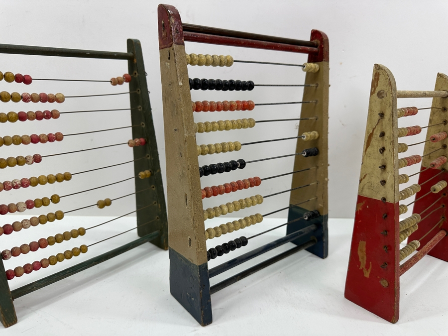 Three Vintage Wooden Handmade Abacuses 9'x11' [Photo 4]