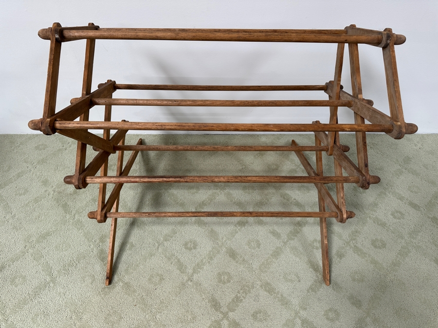 Antique Adjustable Wooden Clothes Drying Rack Quilt Stand 42W X 68H [Photo 5]