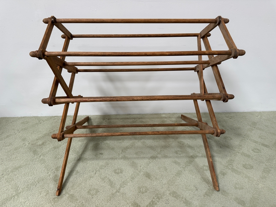 Antique Adjustable Wooden Clothes Drying Rack Quilt Stand 42W X 68H [Photo 6]