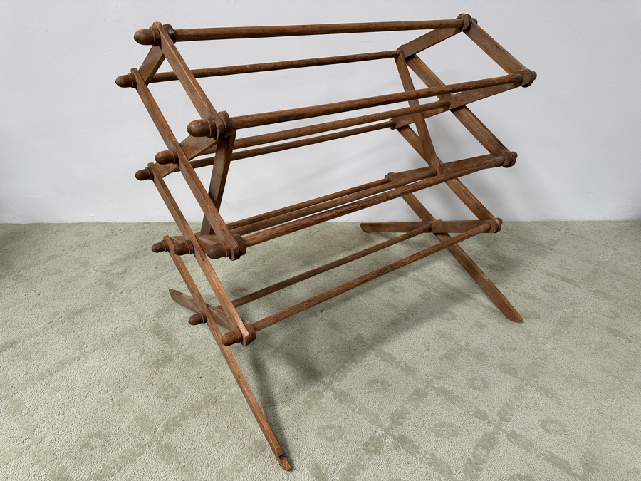 Antique Adjustable Wooden Clothes Drying Rack Quilt Stand 42W X 68H [Photo 7]