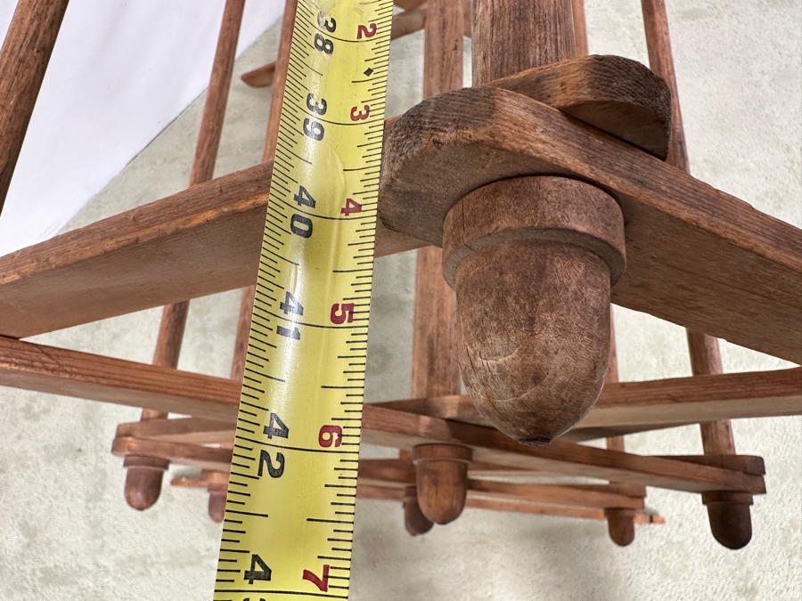 Antique Adjustable Wooden Clothes Drying Rack Quilt Stand 42W X 68H [Photo 8]