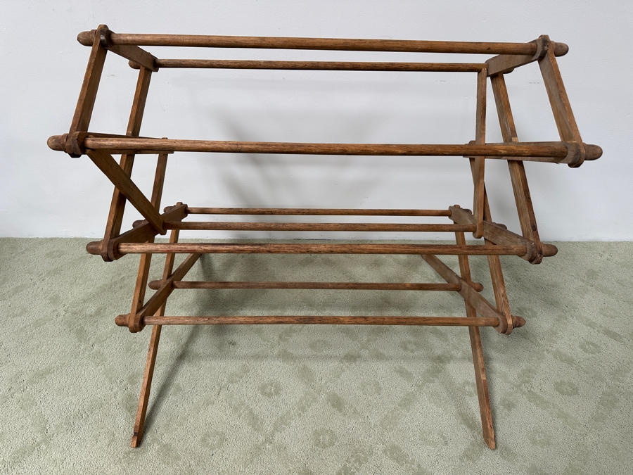 Antique Adjustable Wooden Clothes Drying Rack Quilt Stand 42W X 68H [Photo 4]