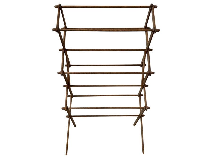 Antique Adjustable Wooden Clothes Drying Rack Quilt Stand 42W X 68H [Photo 1]