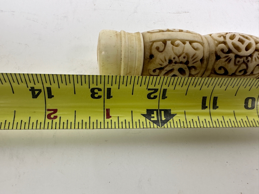 Vintage Carved Bone Chinese Calligraphy Brush 13'L [Photo 7]