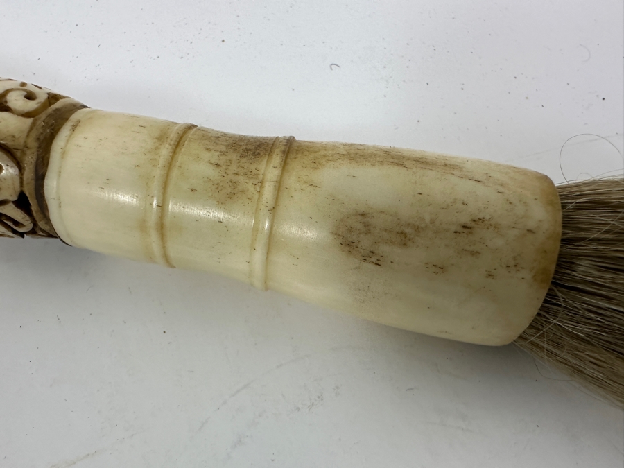 Vintage Carved Bone Chinese Calligraphy Brush 13'L [Photo 5]