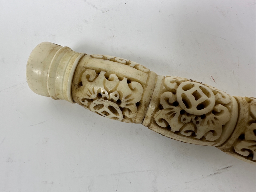 Vintage Carved Bone Chinese Calligraphy Brush 13'L [Photo 2]
