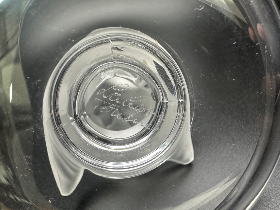 Lalique France Crystal Frosted Bird On A Circular Trinket Ring Dish 3.75'W [Photo 6]