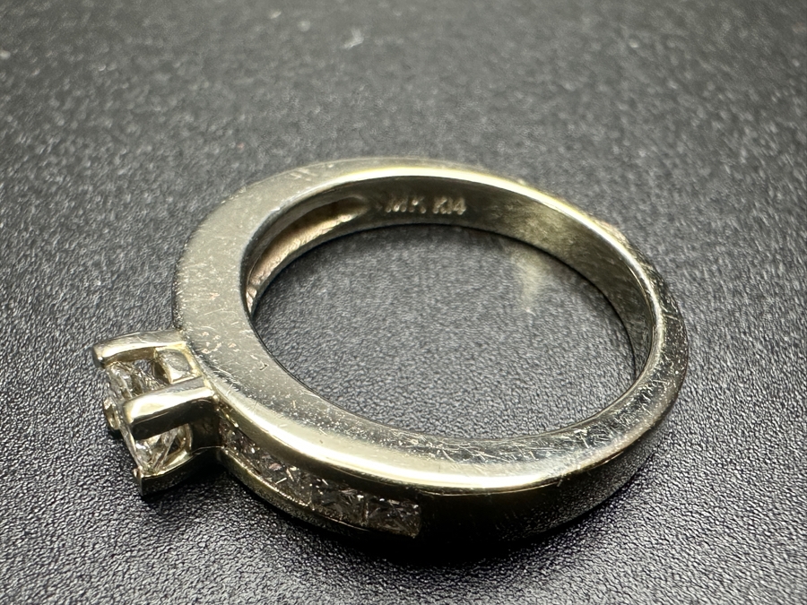 14k Gold and Diamond Ring With 3.5mm Princess Cut Diamond Set With (8) 2mm Princess Cut Diamonds Size 7 4.8g Retails $1,400 [Photo 10]