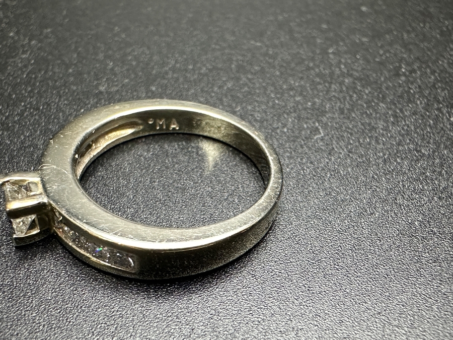 14k Gold and Diamond Ring With 3.5mm Princess Cut Diamond Set With (8) 2mm Princess Cut Diamonds Size 7 4.8g Retails $1,400 [Photo 9]