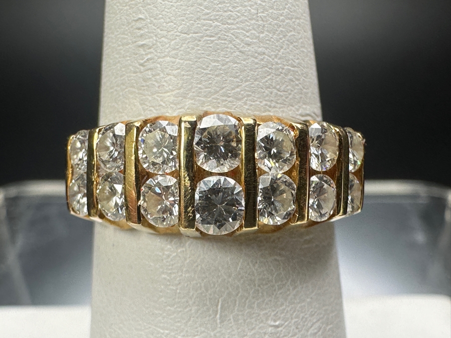 14k Gold Diamond Ring With (14) Diamonds Est. .90cttw 4.9g Size 7 Retails $2,000 [Photo 4]