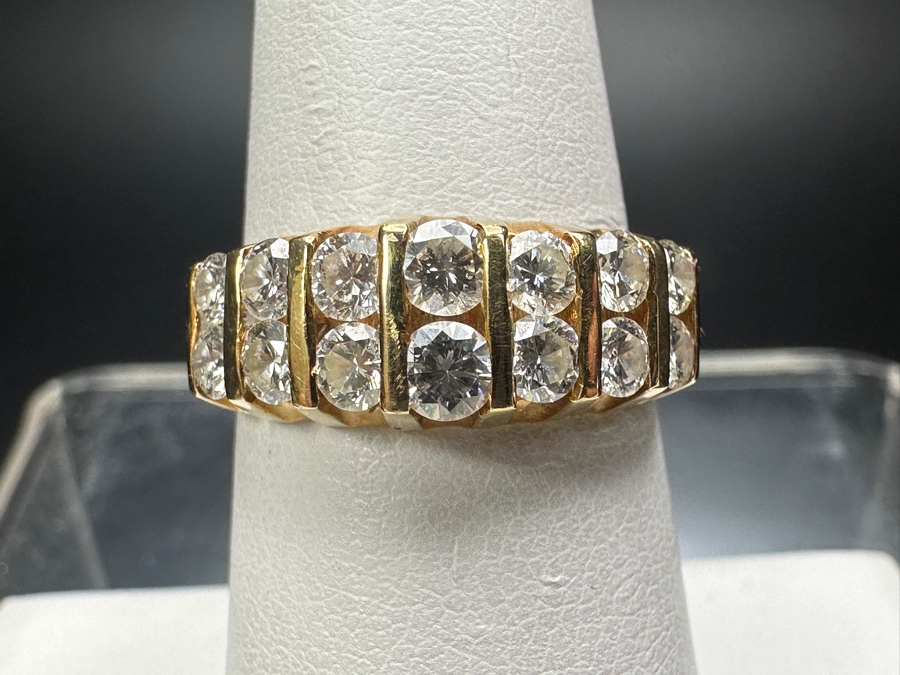 14k Gold Diamond Ring With (14) Diamonds Est. .90cttw 4.9g Size 7 Retails $2,000 [Photo 3]