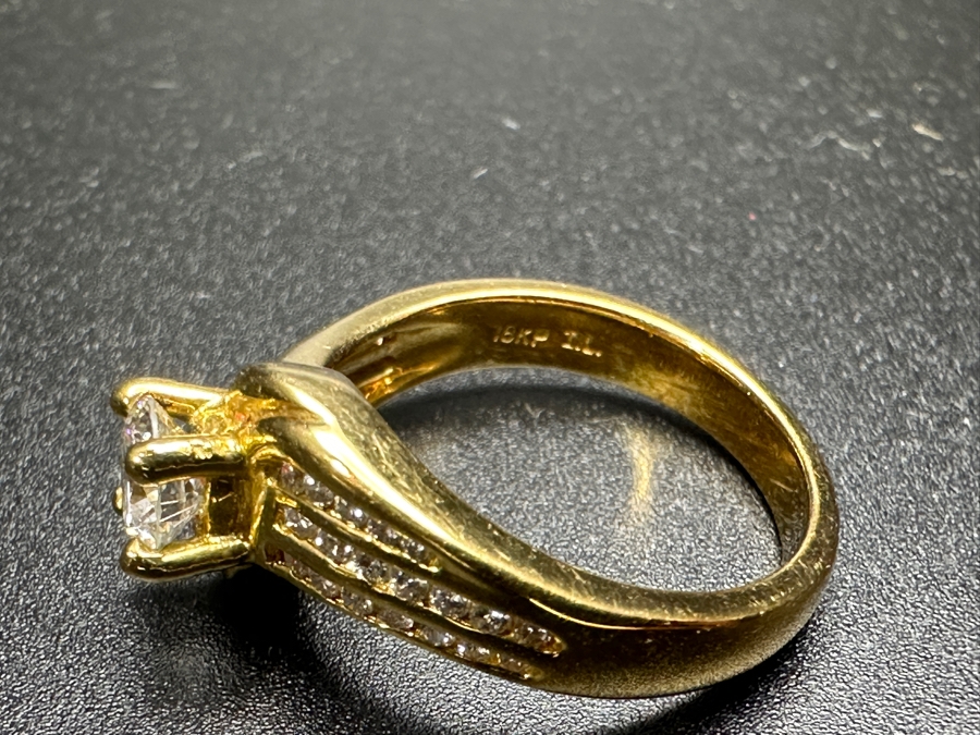 14k Gold Diamond Ring With 5mm Round Brilliant Diamond Est. .5ct G-H SI2 Set With (38) Round Brilliant Diamonds H-I Color SI2 Est. .19cttw 6.1g Size 6.5 Retails $3,600 [Photo 12]