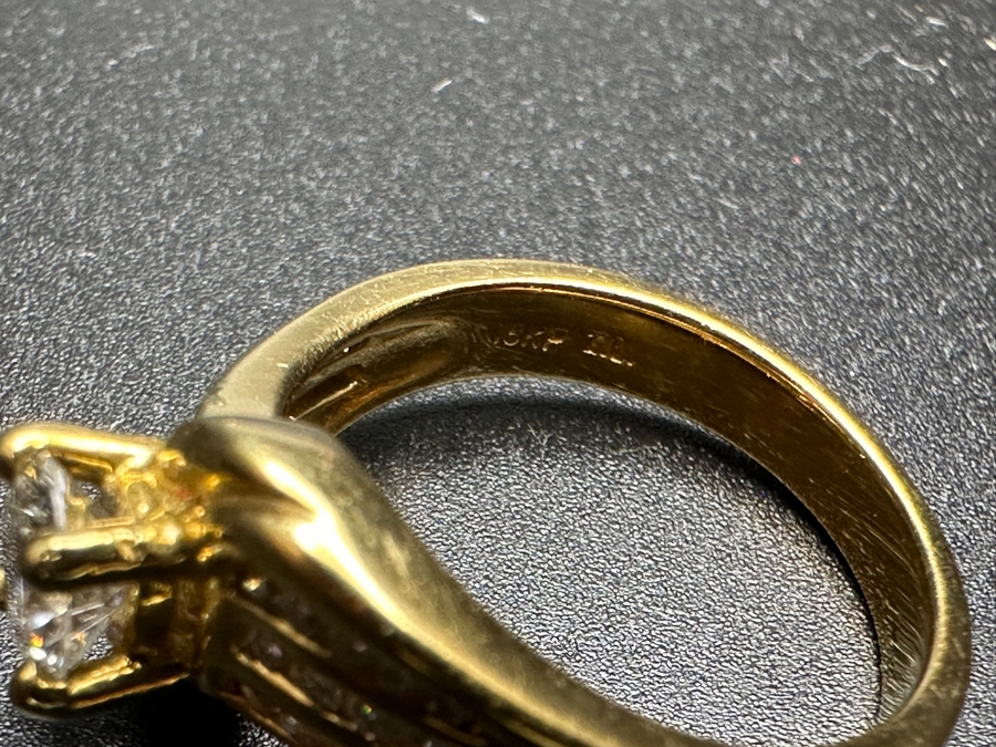 14k Gold Diamond Ring With 5mm Round Brilliant Diamond Est. .5ct G-H SI2 Set With (38) Round Brilliant Diamonds H-I Color SI2 Est. .19cttw 6.1g Size 6.5 Retails $3,600 [Photo 11]