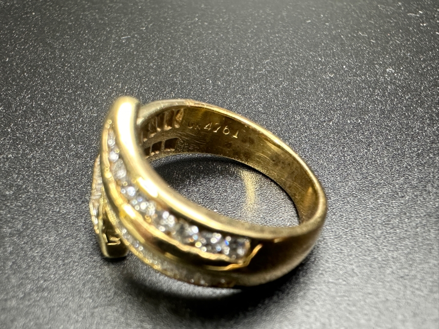 14k Gold Diamond Ring With (26) Baguette Diamonds & (18) Round Brilliant Diamonds Est. 1.05cttw 7.2g Size 6.5 Retails $3,000 [Photo 10]