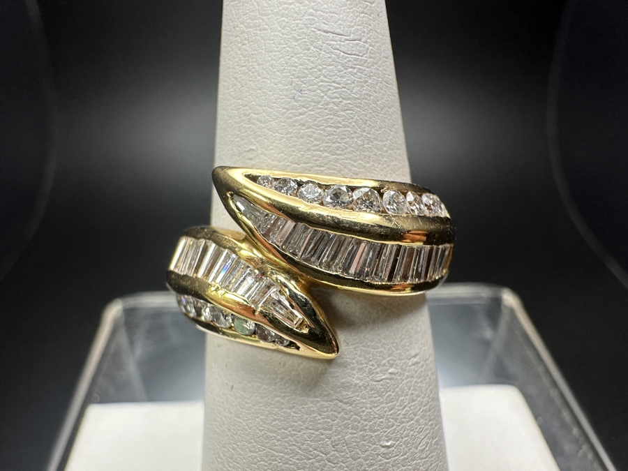 14k Gold Diamond Ring With (26) Baguette Diamonds & (18) Round Brilliant Diamonds Est. 1.05cttw 7.2g Size 6.5 Retails $3,000 [Photo 2]