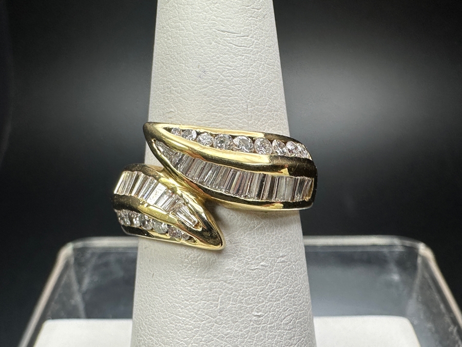 14k Gold Diamond Ring With (26) Baguette Diamonds & (18) Round Brilliant Diamonds Est. 1.05cttw 7.2g Size 6.5 Retails $3,000 [Photo 3]