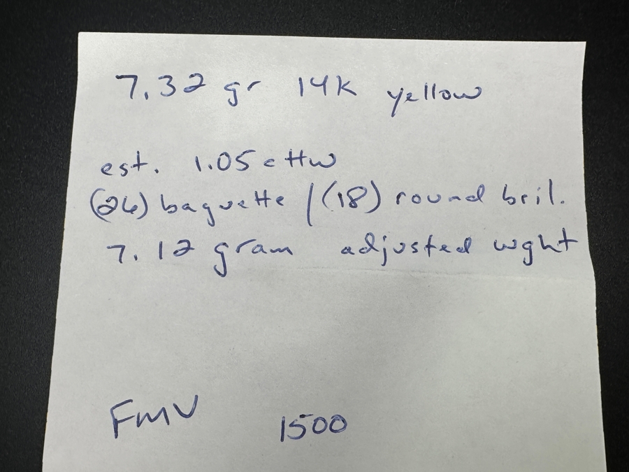 14k Gold Diamond Ring With (26) Baguette Diamonds & (18) Round Brilliant Diamonds Est. 1.05cttw 7.2g Size 6.5 Retails $3,000 [Photo 13]