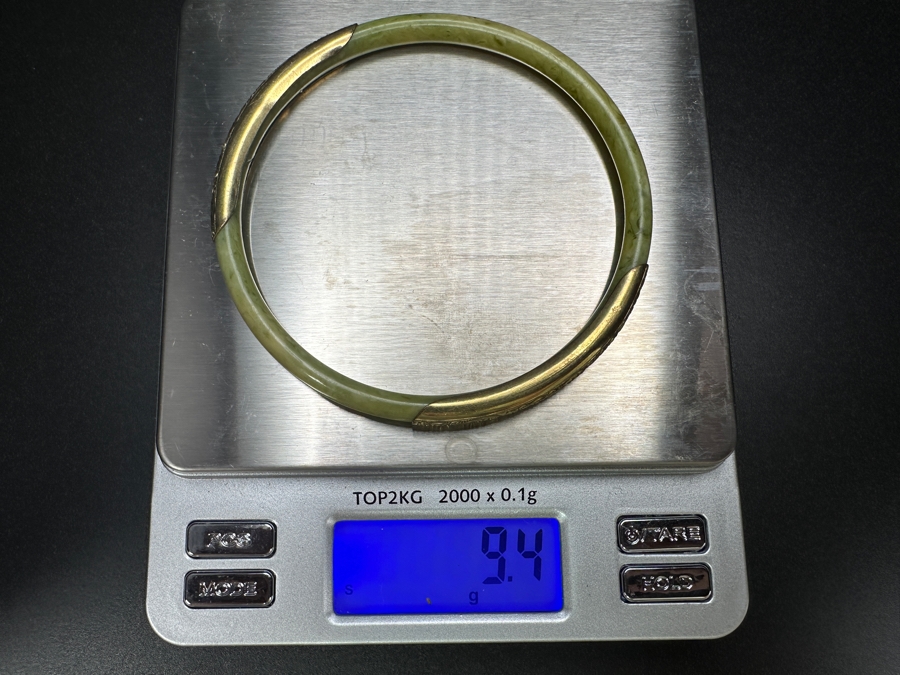 14k Gold & Jade Bangle Bracelet 9.4g Retails $100 [Photo 8]