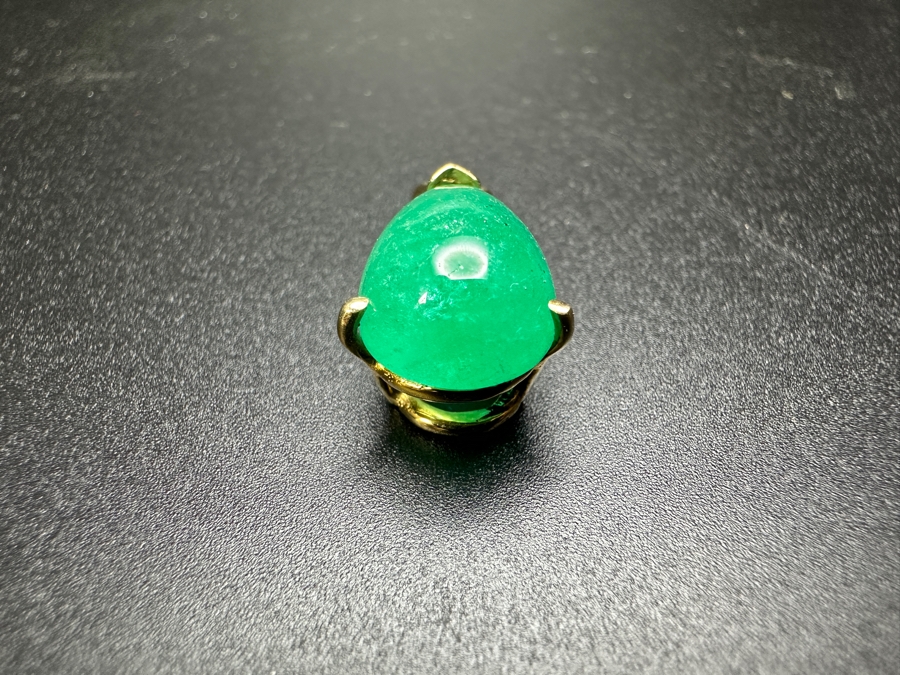 14k Gold Fracture Filled Cabochon Pear Shape Emerald Est. 15-18ct Pendant 4.5g Retails $1,000 [Photo 5]