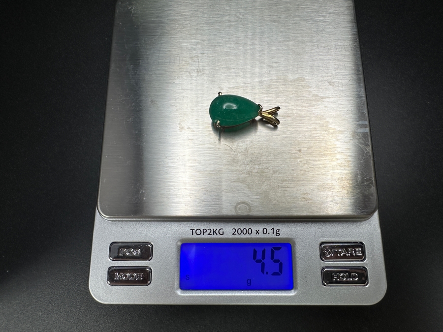 14k Gold Fracture Filled Cabochon Pear Shape Emerald Est. 15-18ct Pendant 4.5g Retails $1,000 [Photo 7]