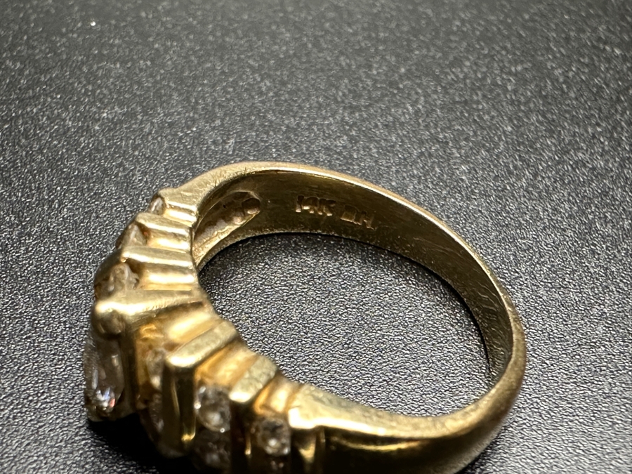 14k Gold Diamond Ring With 5x3mm Marquise Diamond .20ct Set With (18) Round Diamonds .27cttw Size 3.5 3.7g Retails $1,300 [Photo 9]