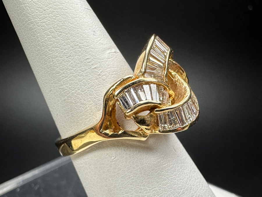 14k Gold Diamond Ring With (36) Tapered Baguette Diamonds Est. 1.44cttw 6.3g Size 6.75 Retails $2,600 [Photo 5]