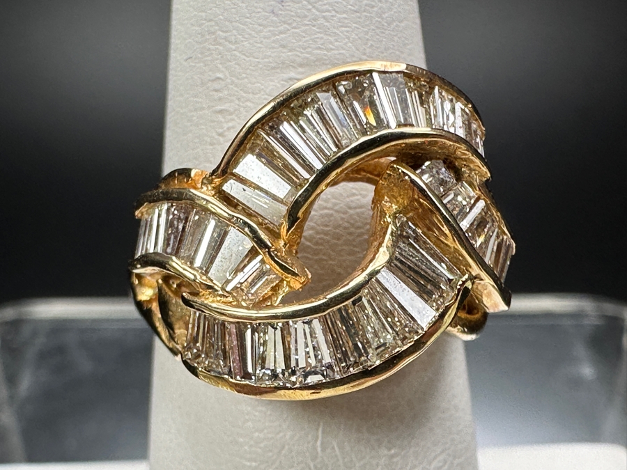14k Gold Diamond Ring With (36) Tapered Baguette Diamonds Est. 1.44cttw 6.3g Size 6.75 Retails $2,600 [Photo 2]