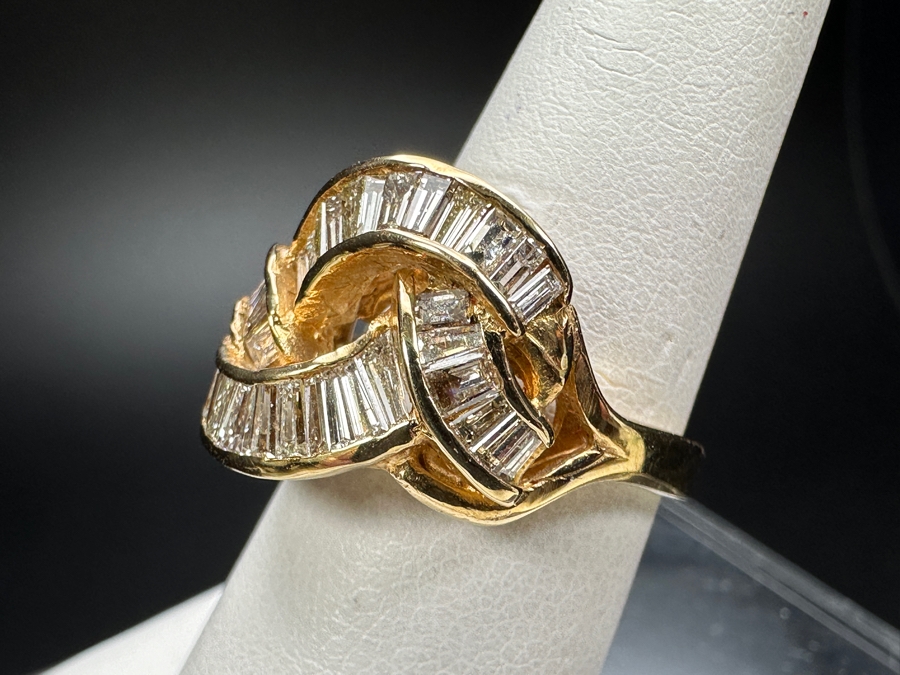 14k Gold Diamond Ring With (36) Tapered Baguette Diamonds Est. 1.44cttw 6.3g Size 6.75 Retails $2,600 [Photo 6]