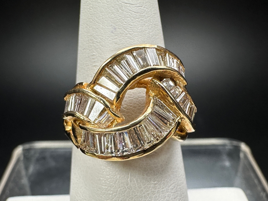 14k Gold Diamond Ring With (36) Tapered Baguette Diamonds Est. 1.44cttw 6.3g Size 6.75 Retails $2,600 [Photo 3]