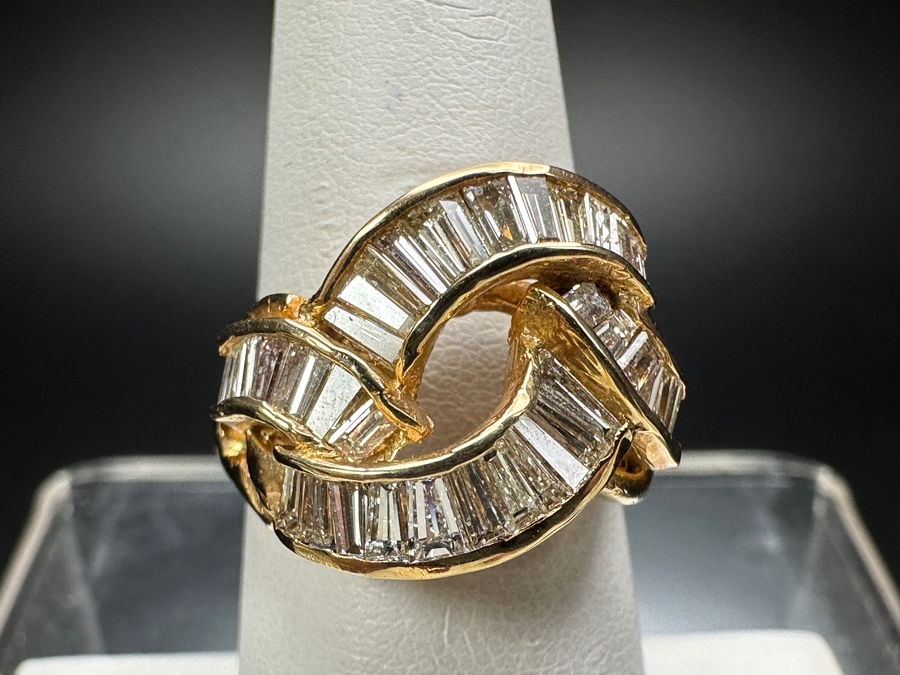 14k Gold Diamond Ring With (36) Tapered Baguette Diamonds Est. 1.44cttw 6.3g Size 6.75 Retails $2,600 [Photo 4]