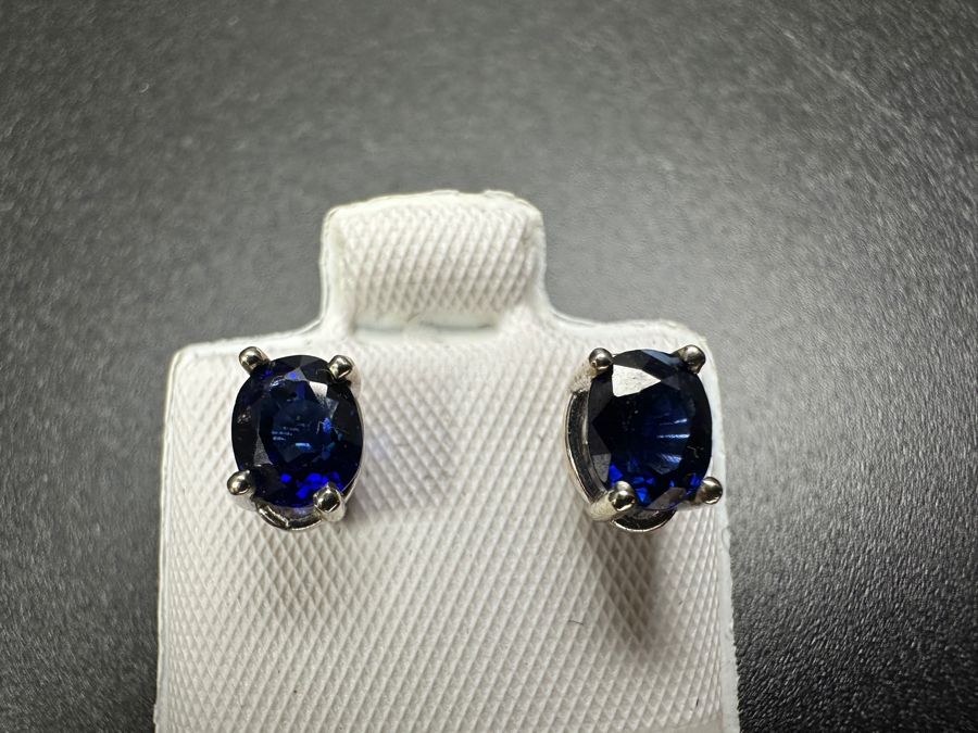 14k Gold Blue Sapphire 1.2cttw Earrings 1.4g Retails $400 [Photo 4]
