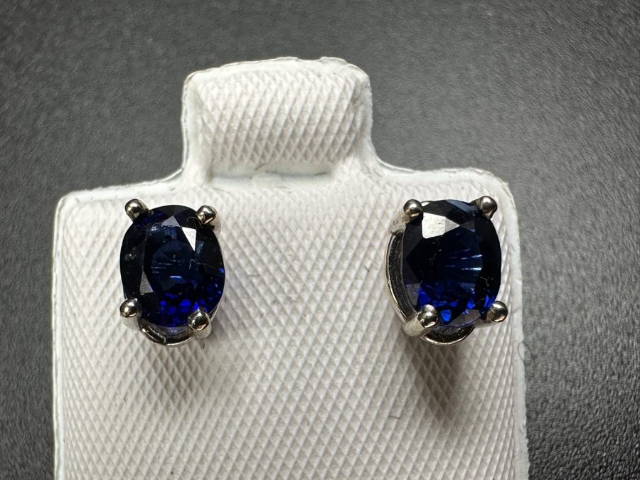 14k Gold Blue Sapphire 1.2cttw Earrings 1.4g Retails $400 [Photo 3]