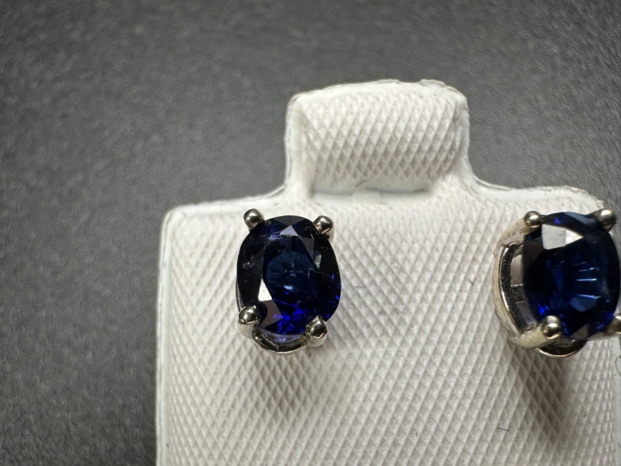 14k Gold Blue Sapphire 1.2cttw Earrings 1.4g Retails $400 [Photo 5]