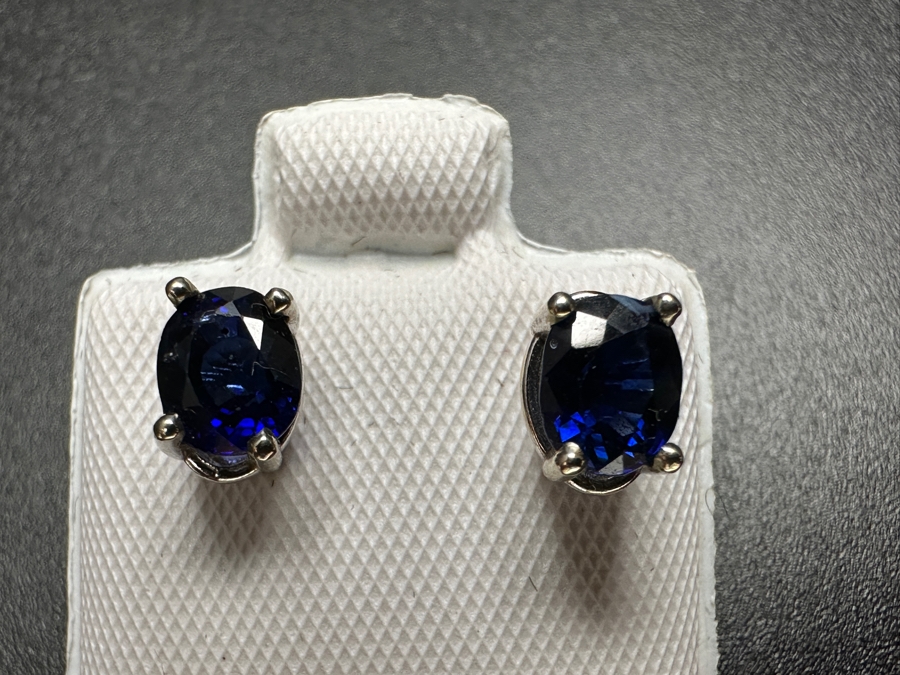 14k Gold Blue Sapphire 1.2cttw Earrings 1.4g Retails $400 [Photo 7]