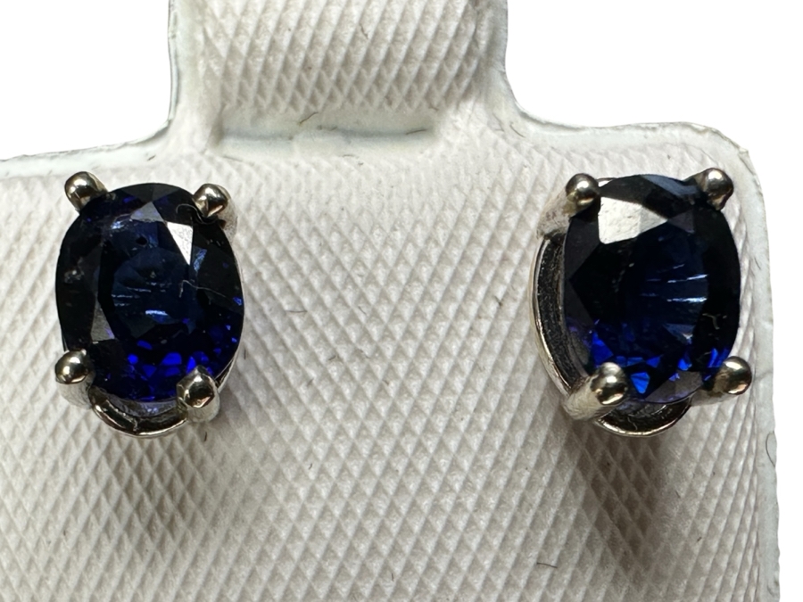 14k Gold Blue Sapphire 1.2cttw Earrings 1.4g Retails $400