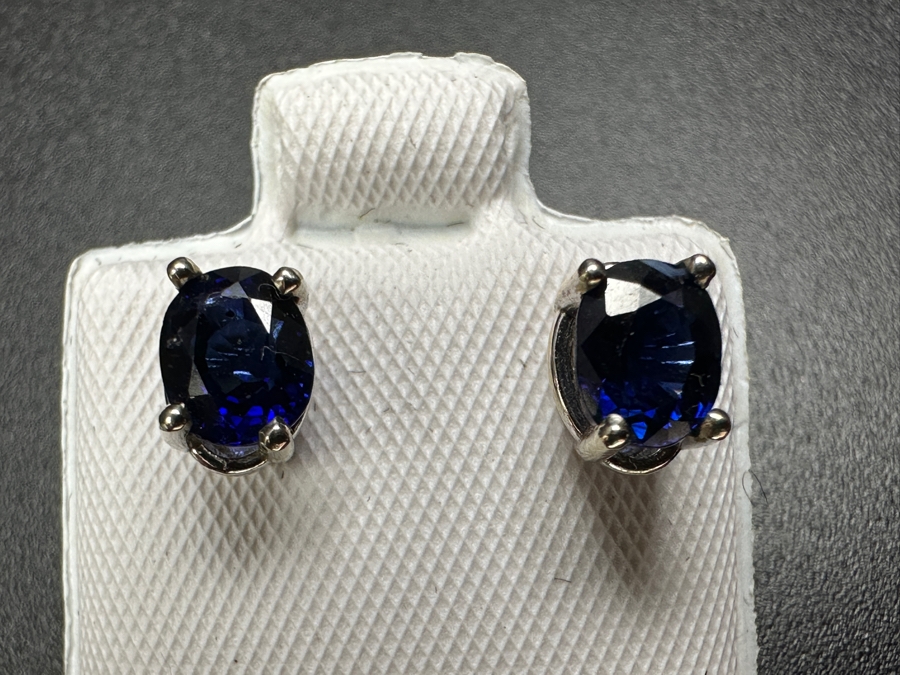 14k Gold Blue Sapphire 1.2cttw Earrings 1.4g Retails $400 [Photo 2]