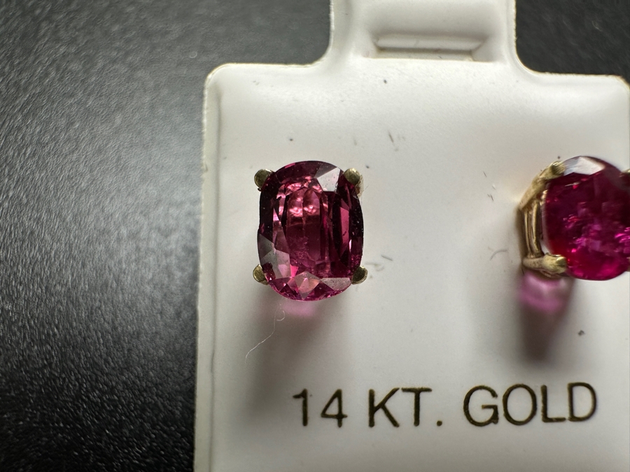 14k Gold (2) 5.5x4.5mm Oval Pink Sapphires 3.02ct Stated Weight Earrings 1.2g Retails $500 [Photo 4]
