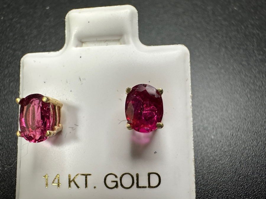 14k Gold (2) 5.5x4.5mm Oval Pink Sapphires 3.02ct Stated Weight Earrings 1.2g Retails $500 [Photo 6]