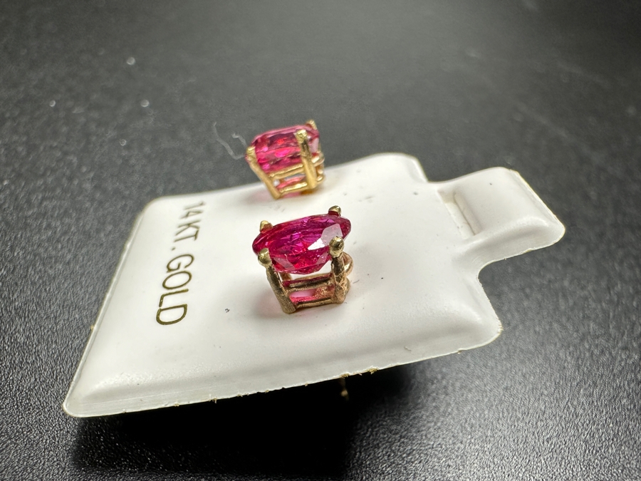 14k Gold (2) 5.5x4.5mm Oval Pink Sapphires 3.02ct Stated Weight Earrings 1.2g Retails $500 [Photo 8]