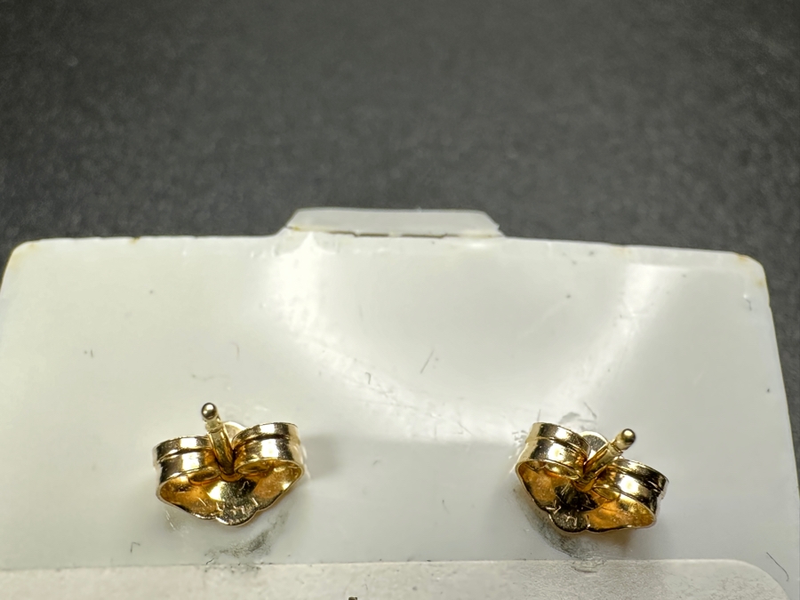 14k Gold (2) 9mm Tahitian Pearls With (6) 1mm Round Brilliant Diamonds Est. .05cttw 3.7g Retails $600 [Photo 6]