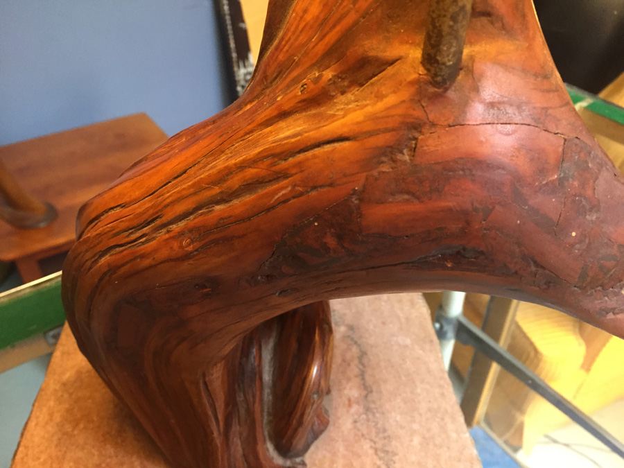 Mid-century Natural Wood Lamp on Marble Base [Photo 14]