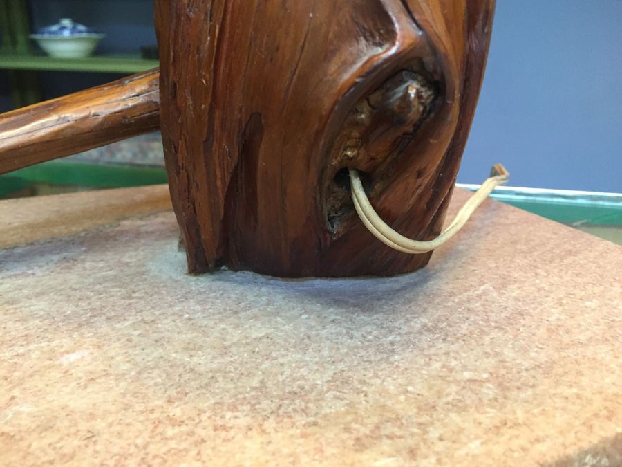 Mid-century Natural Wood Lamp on Marble Base [Photo 10]