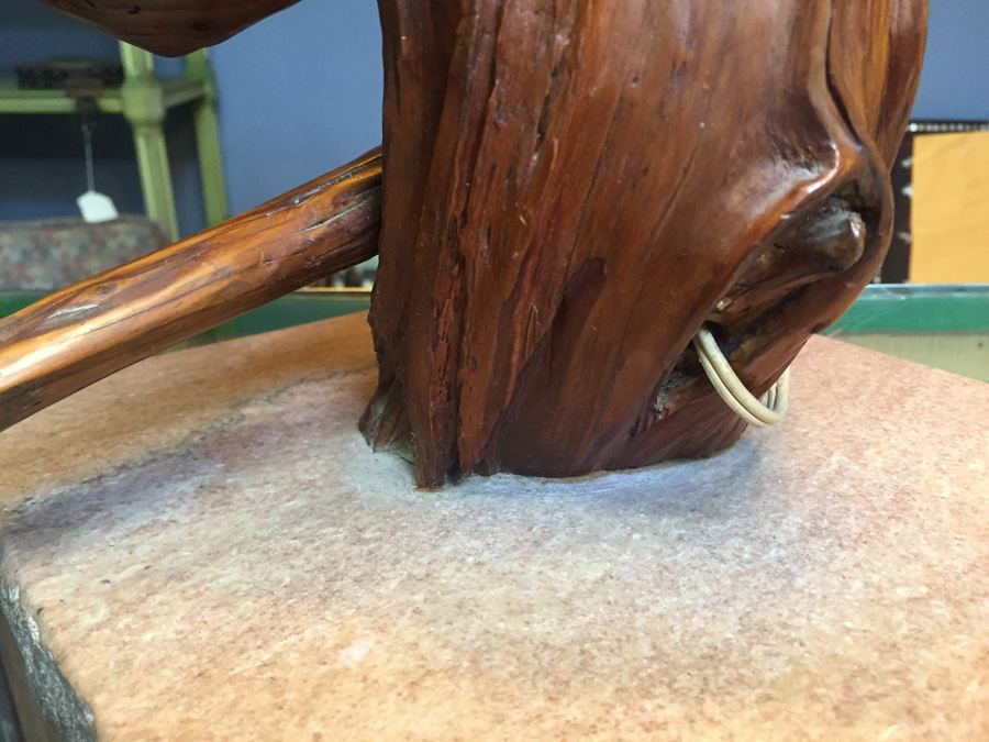 Mid-century Natural Wood Lamp on Marble Base [Photo 9]