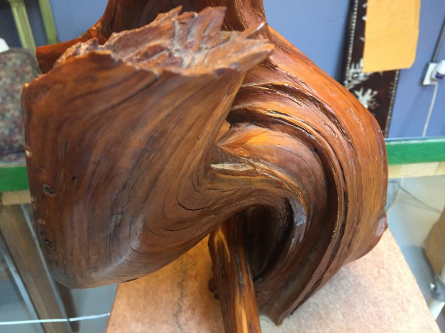 Mid-century Natural Wood Lamp on Marble Base [Photo 7]