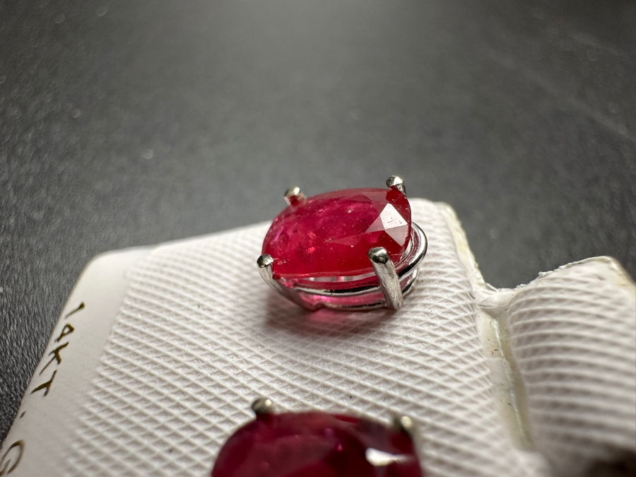 14k Gold (2) 7x5mm Oval Ruby 2cttw Earrings 1.3g Retails $400 [Photo 6]