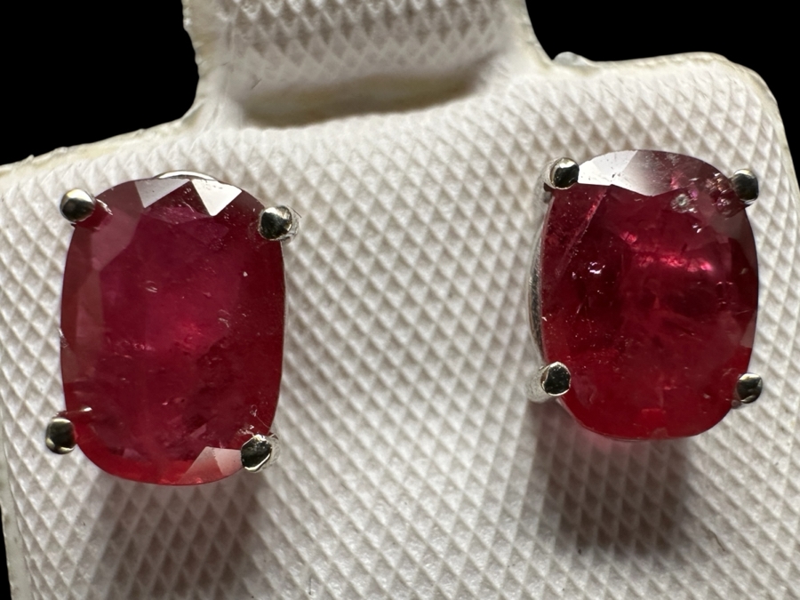 14k Gold (2) 7x5mm Oval Ruby 2cttw Earrings 1.3g Retails $400 [Photo 1]